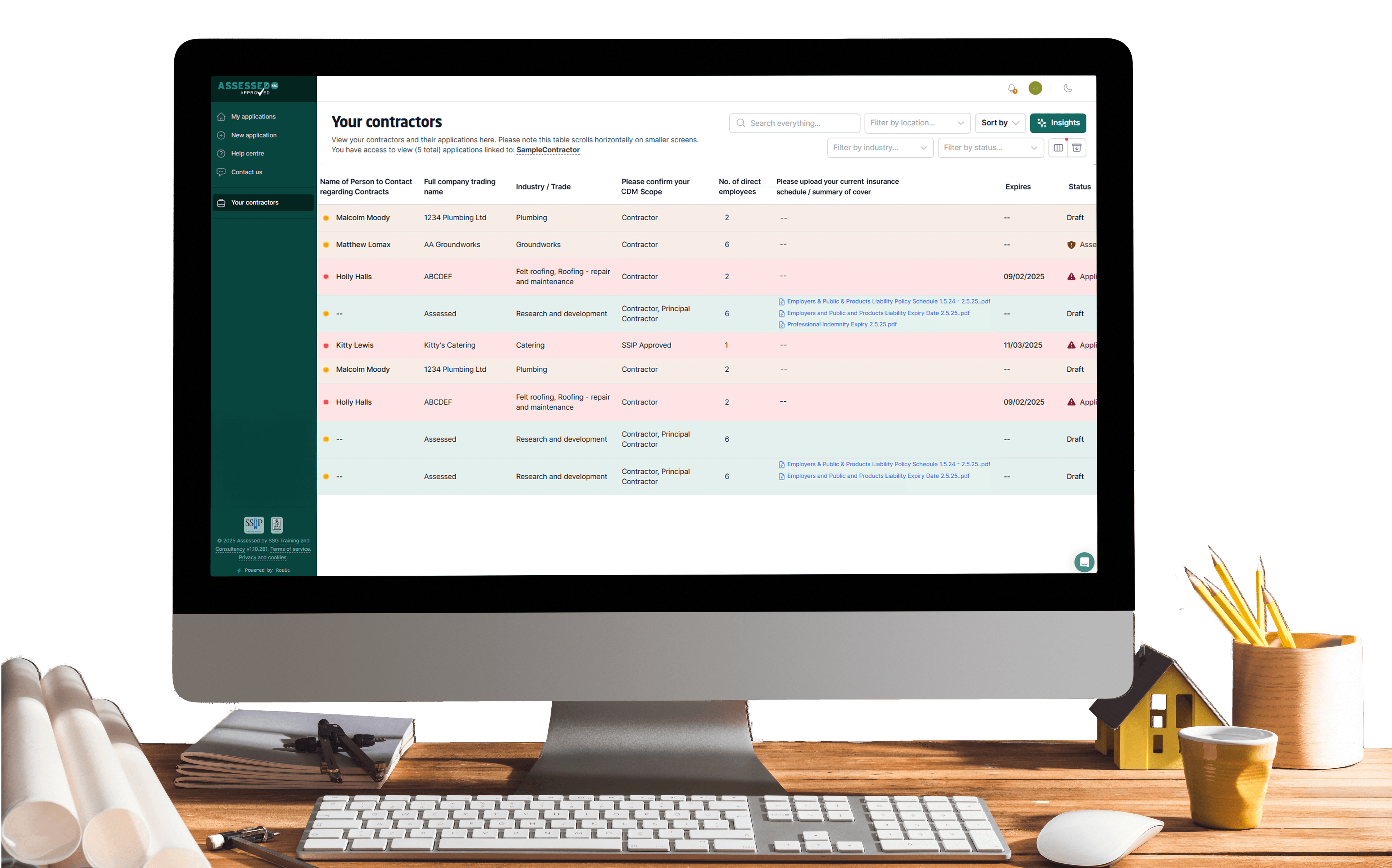 SSG Assessed contractor management portal